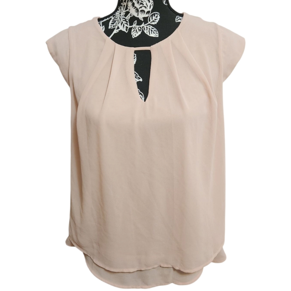 Monteau Chiffon Layered Cap Sleeve Top